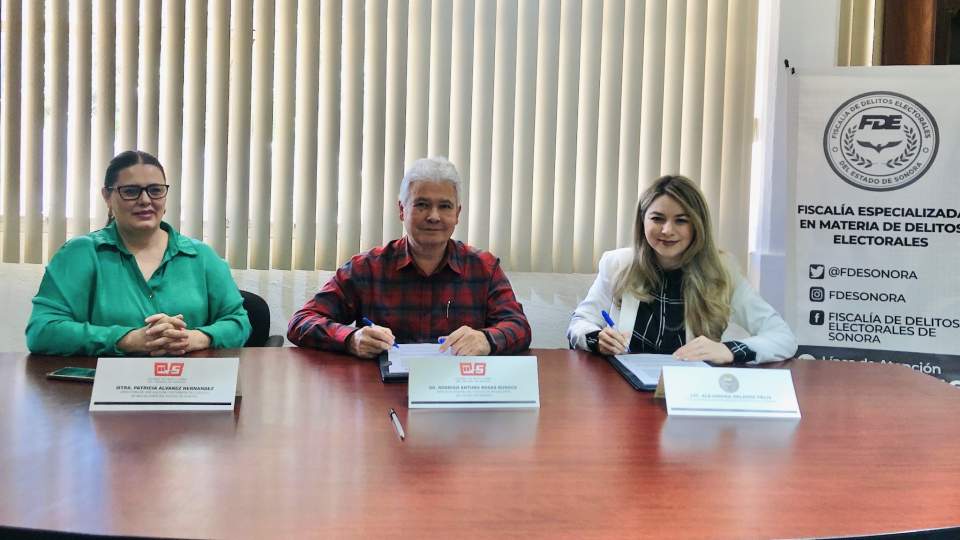 Signan Colegio de Bachilleres del Estado de Sonora (Cobach) y Fiscalía Especializada en Materia de Delitos Electorales (FDE) convenio